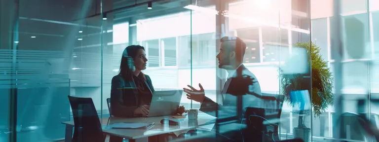 business professionals engage in a strategic discussion about ai-driven marketing solutions.