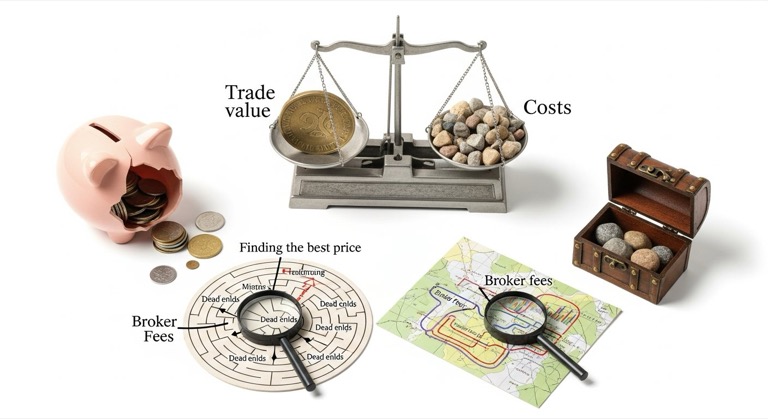 Visual representation of market impact and slippage in large securities transactions